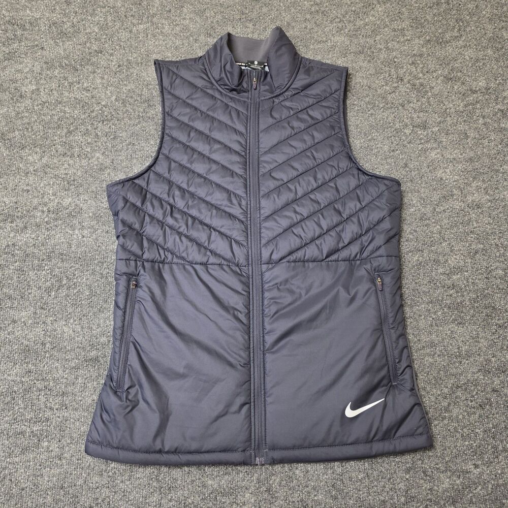 Nike Aerolayer Mens Thermal Running Vest Purple Lightweight Quilted Full Zip M